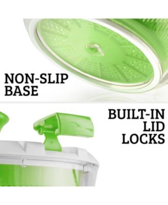 Manual Salad Spinner With Secure Lid Lock & Rotary Handle