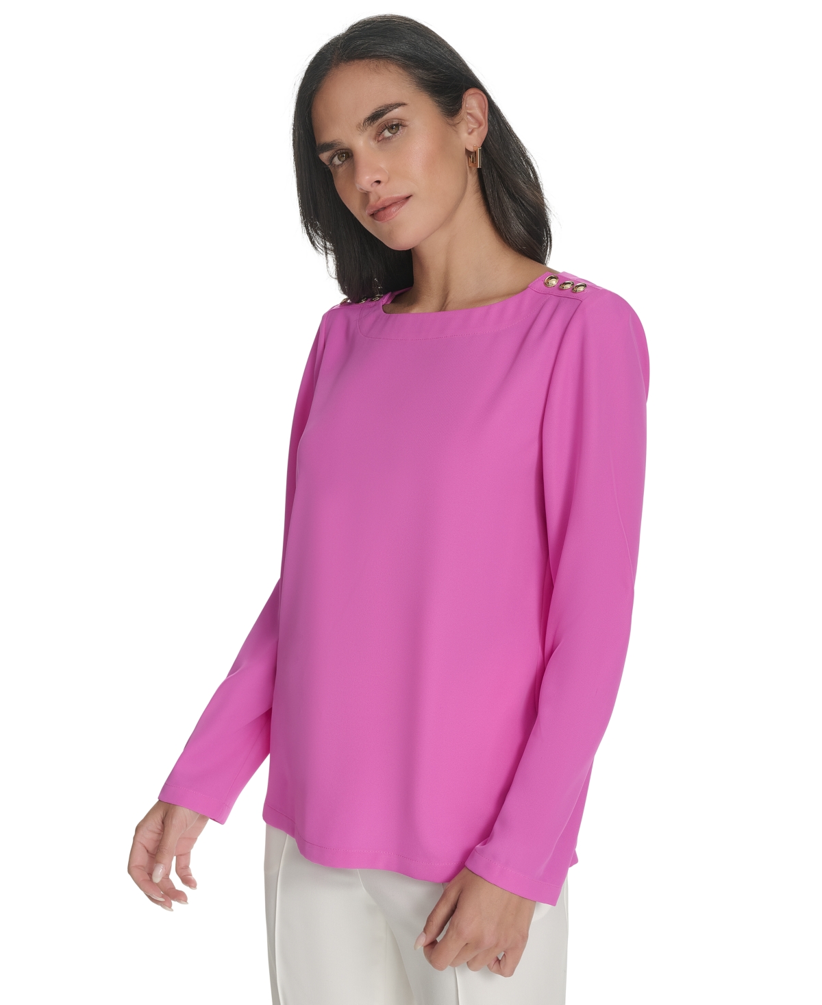 HALSTON WOMEN'S BUTTON-TRIM TOP 