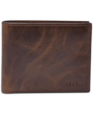 Fossil Men's Leather Wallet Derrick RFID-Blocking Bifold with Flip ID &  Reviews - All Accessories - Men - Macy's