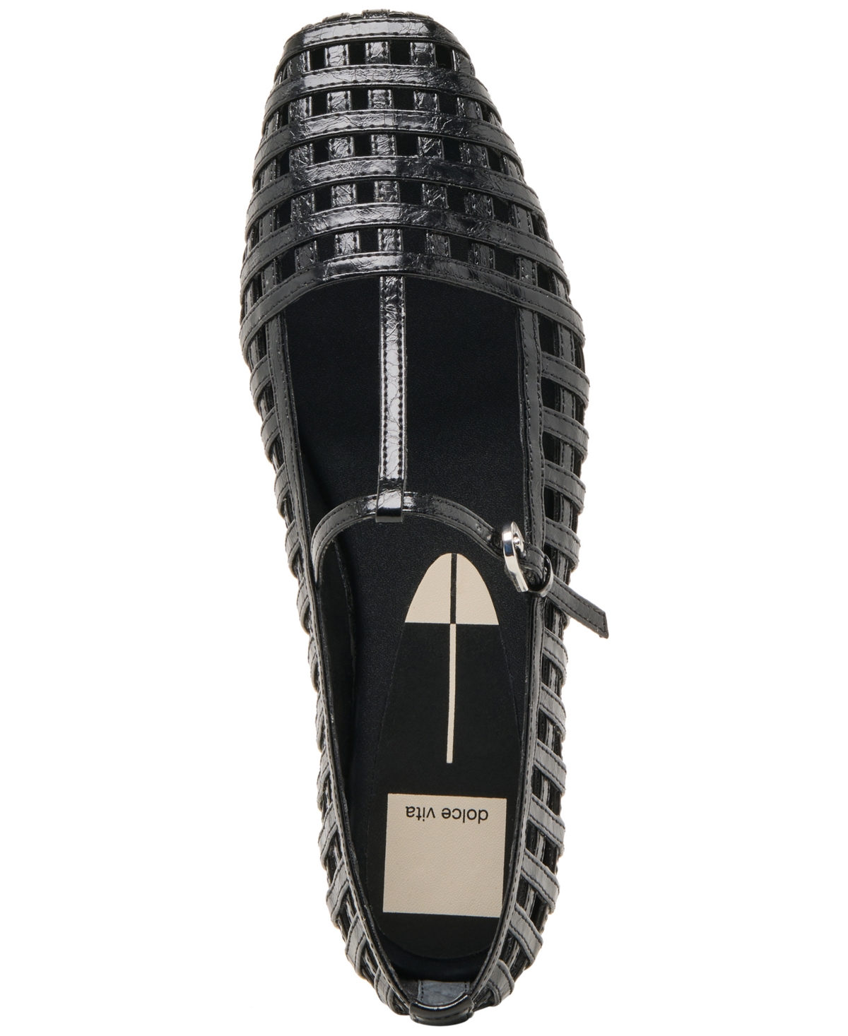 Dolce Vita Women's Rains T-strap Woven Mary Jane Flats In Black Leather