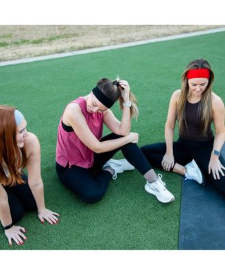 Women's Pack of Wide Training Headbands - Red + Grey + Black