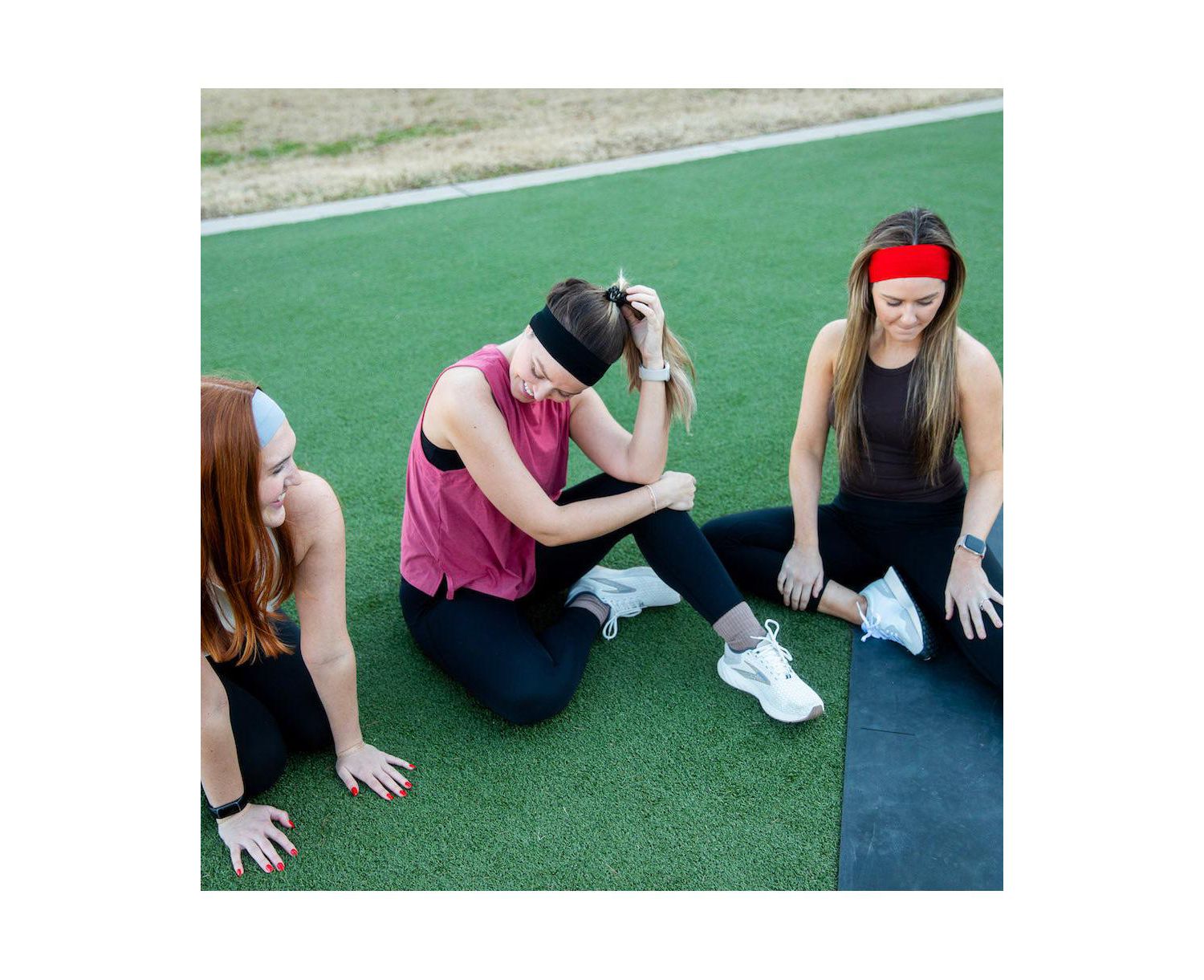 Women's Pack of Wide Training Headbands - Red + Grey + Black