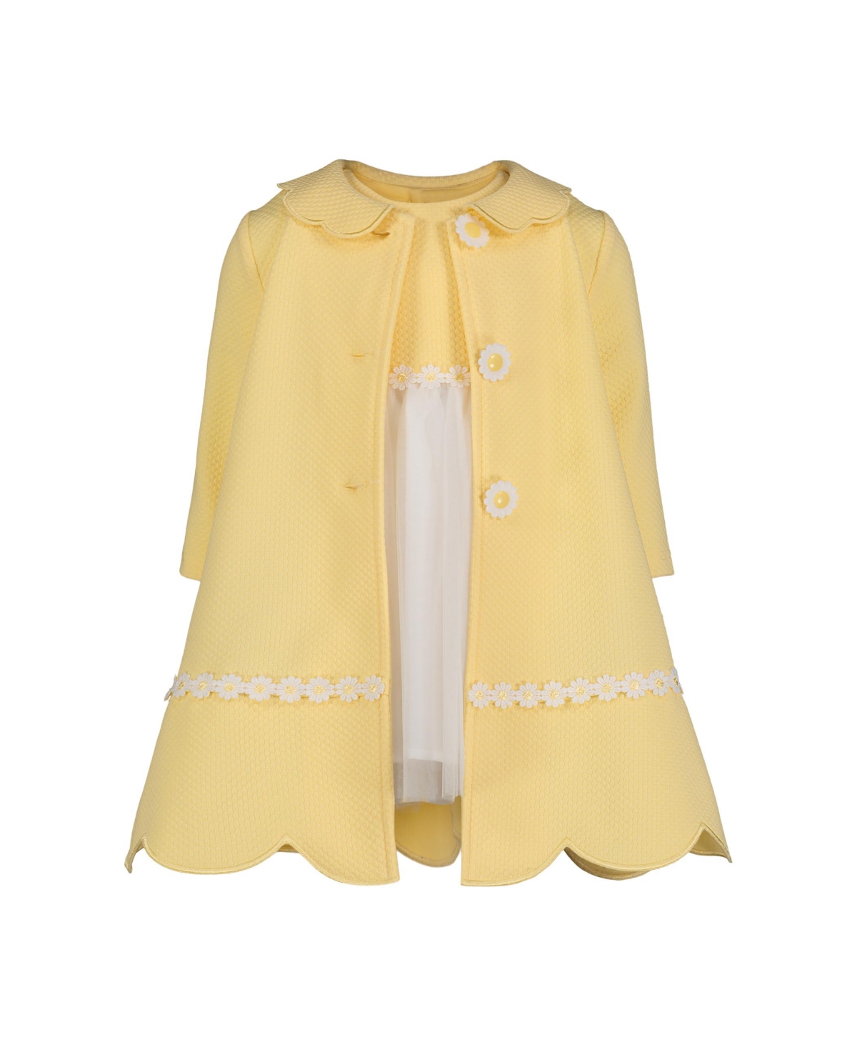 Shop Blueberi Boulevard Baby Girls 2-piece Daisy Embroidered Swing Coat Dress Set In Yellow
