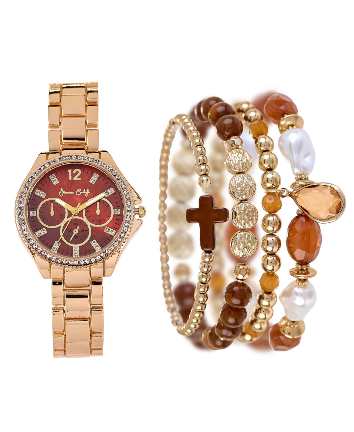 Women's Shiny Gold Tone Metal Alloy Analog Watch, 34mm - Shiny Gold