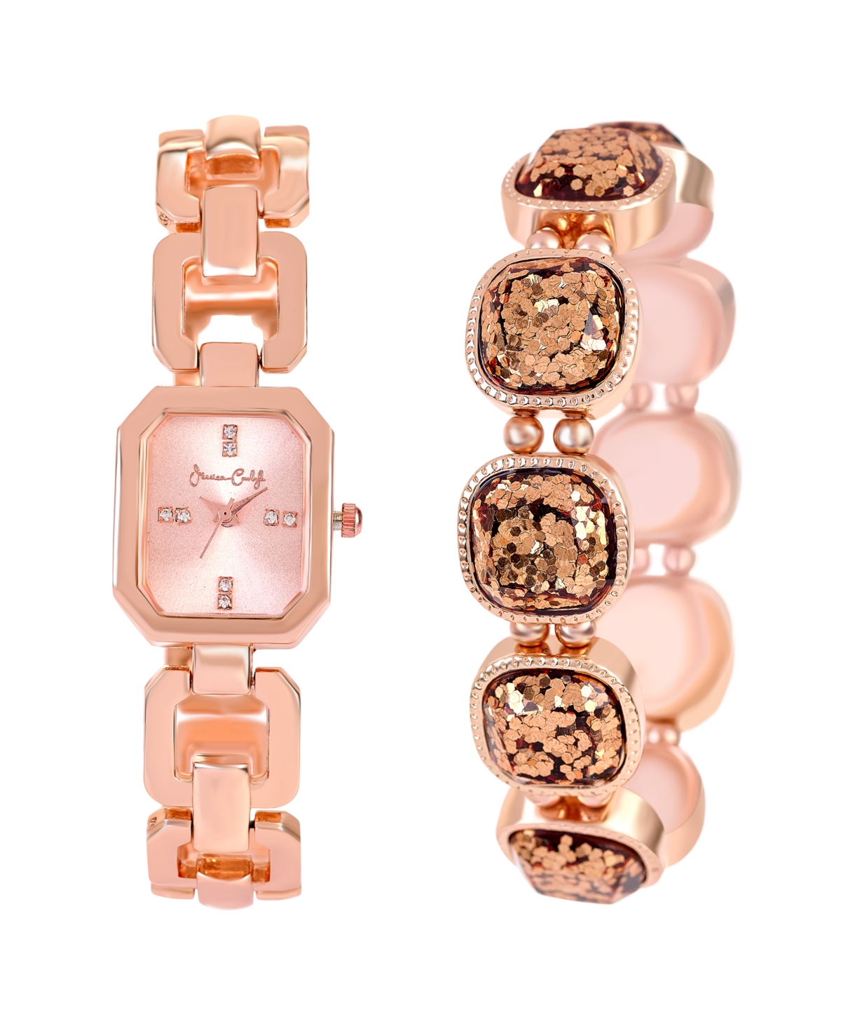 Women's Shiny Rose Gold Tone Metal Alloy Analog Watch, 22mm - Shiny Rose Gold