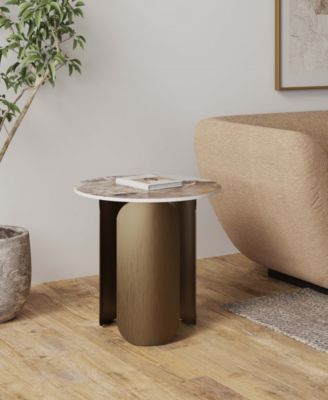 Monica 19.68" Modern Sintered Stone Top End Table