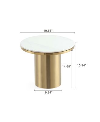 Glenn 19.68" Modern Sintered Stone Top End Table