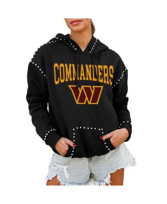 Gameday Couture - Women's  Black Washington Commanders Catch the Vibe Studded Pullover Hoodie