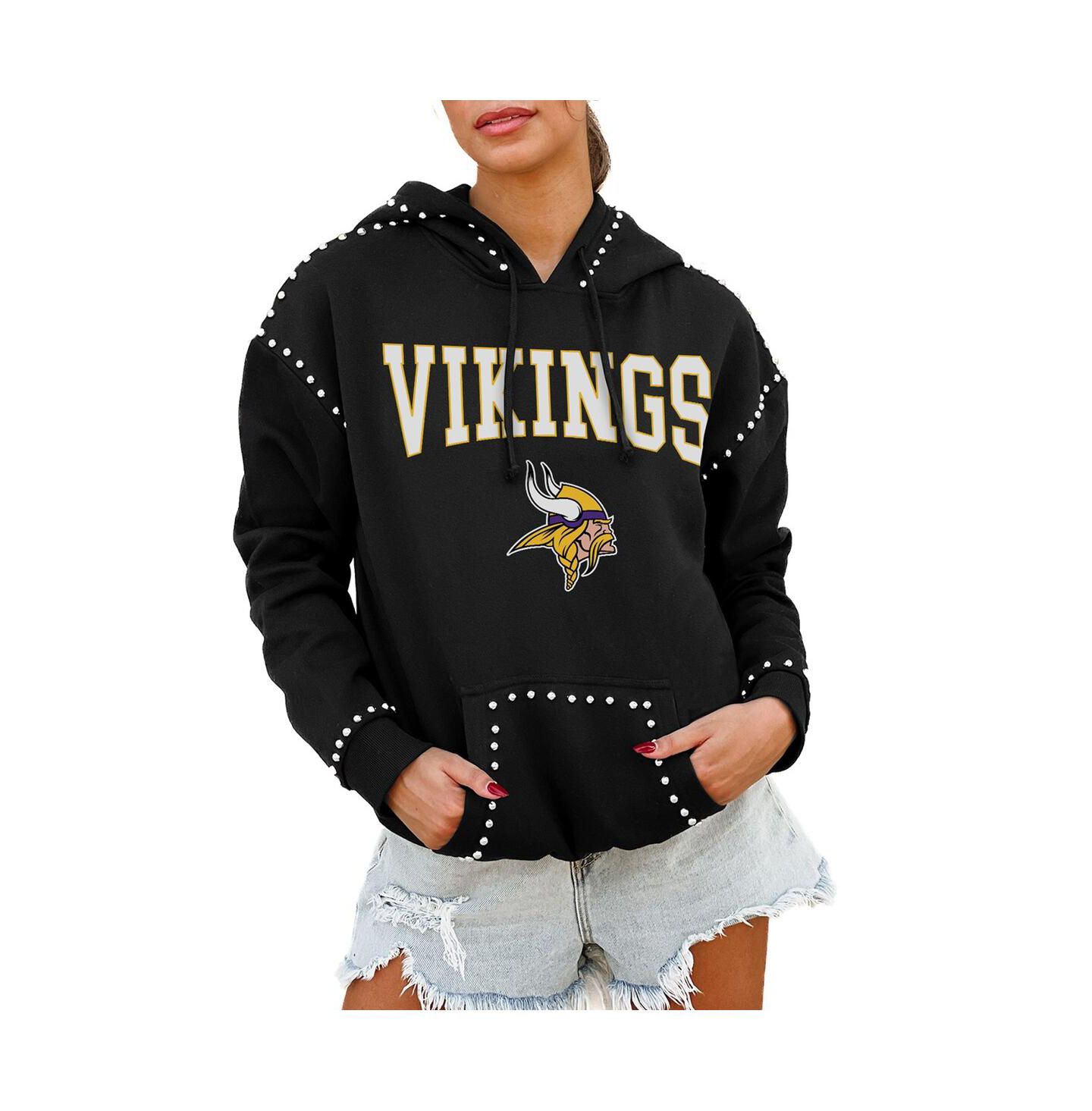 Женское худи Gameday Couture Black Minnesota Vikings Catch the Vibe Studded Pullover — фото 1