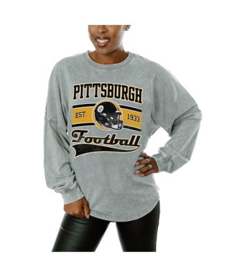 Gameday Couture - Women's  Gray Pittsburgh Steelers Snow Wash Oversized Long Sleeve T-Shirt