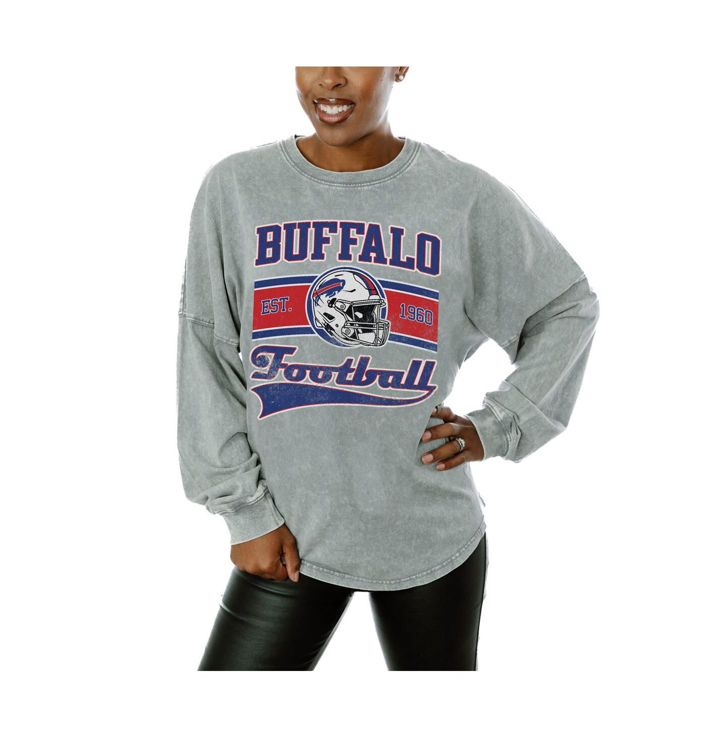 Женская футболка Gameday Couture Gray Buffalo Bills Snow Wash Oversized Long Sleeve — фото 1
