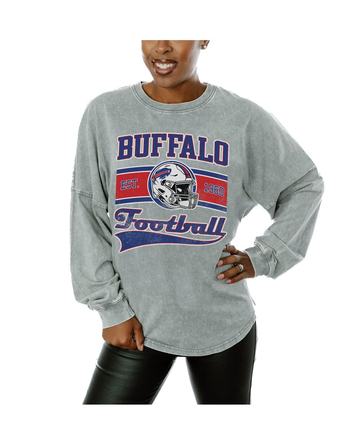Shop Gameday Couture Women's Gray Buffalo Bills Snow Wash Oversized Long Sleeve T-shirt