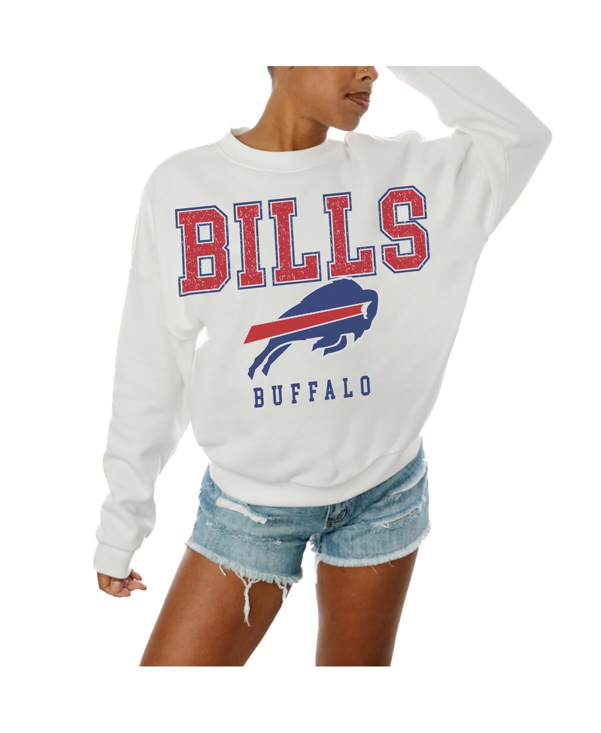 Gameday Couture Women's White Buffalo Bills Sunday Drives Oversized Crewneck Pullover Sweatshirt In White