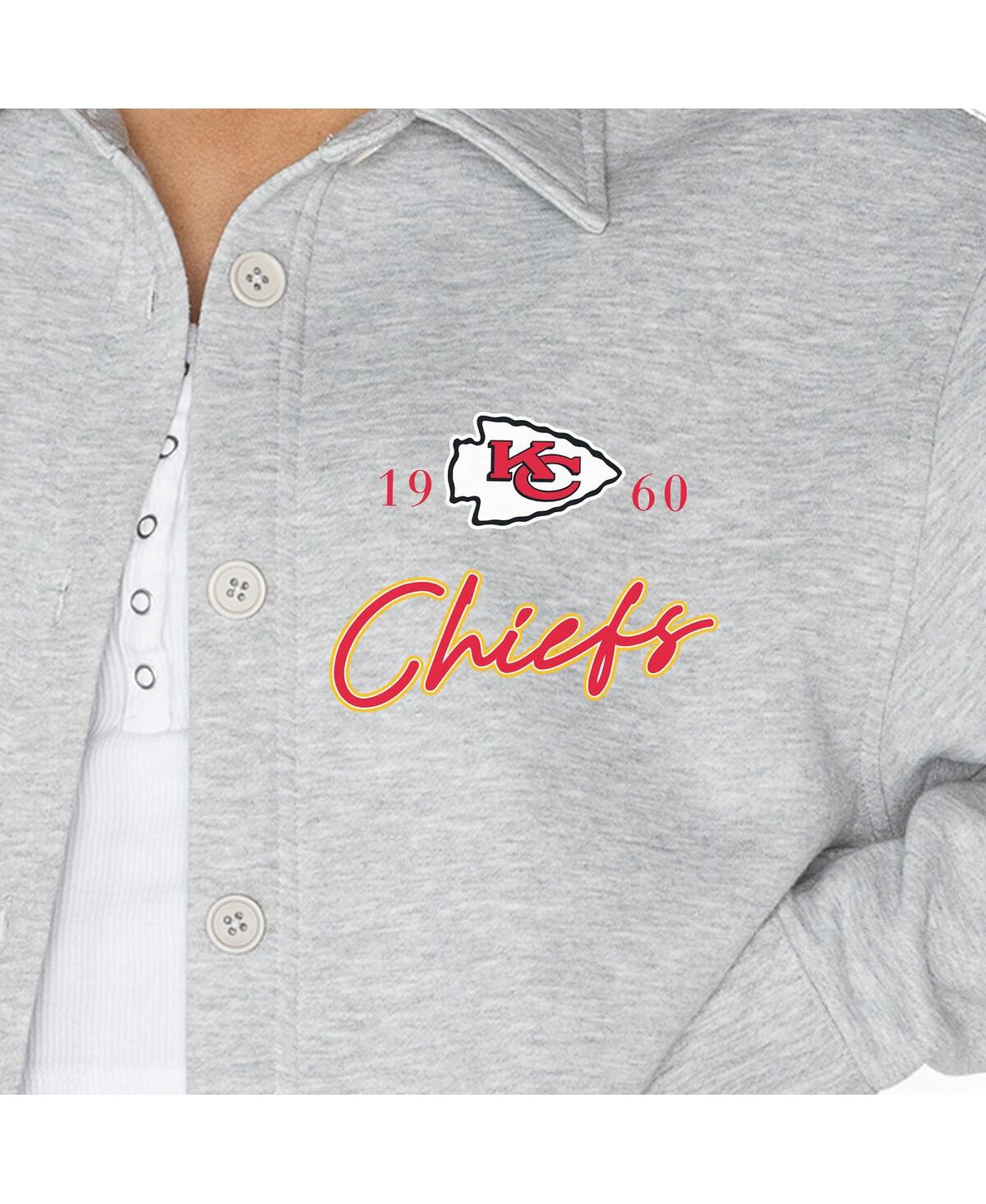 Gameday Couture Women's Ash Kansas City Chiefs Full-button Long Sleeve Overshirt In Ash