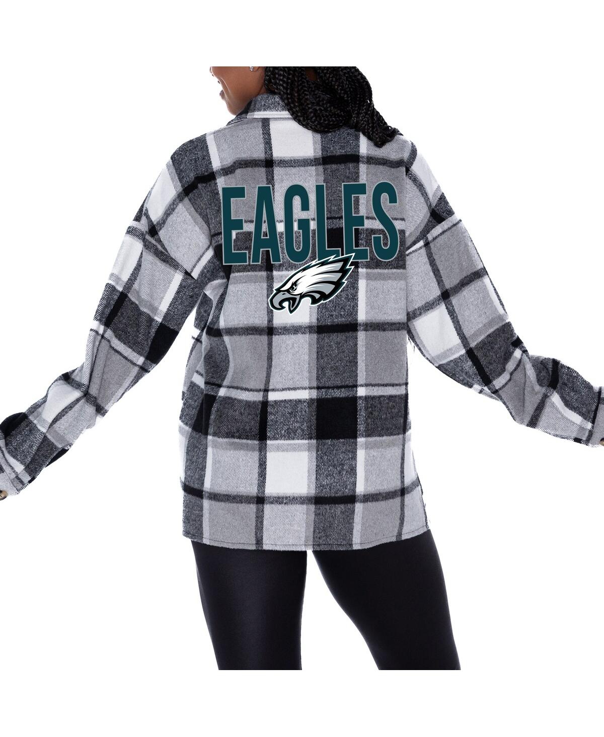 GAMEDAY COUTURE WOMEN'S GRAY PHILADELPHIA EAGLES FIELDSIDE FUN PLAID BUTTON-UP OVERSHIRT 