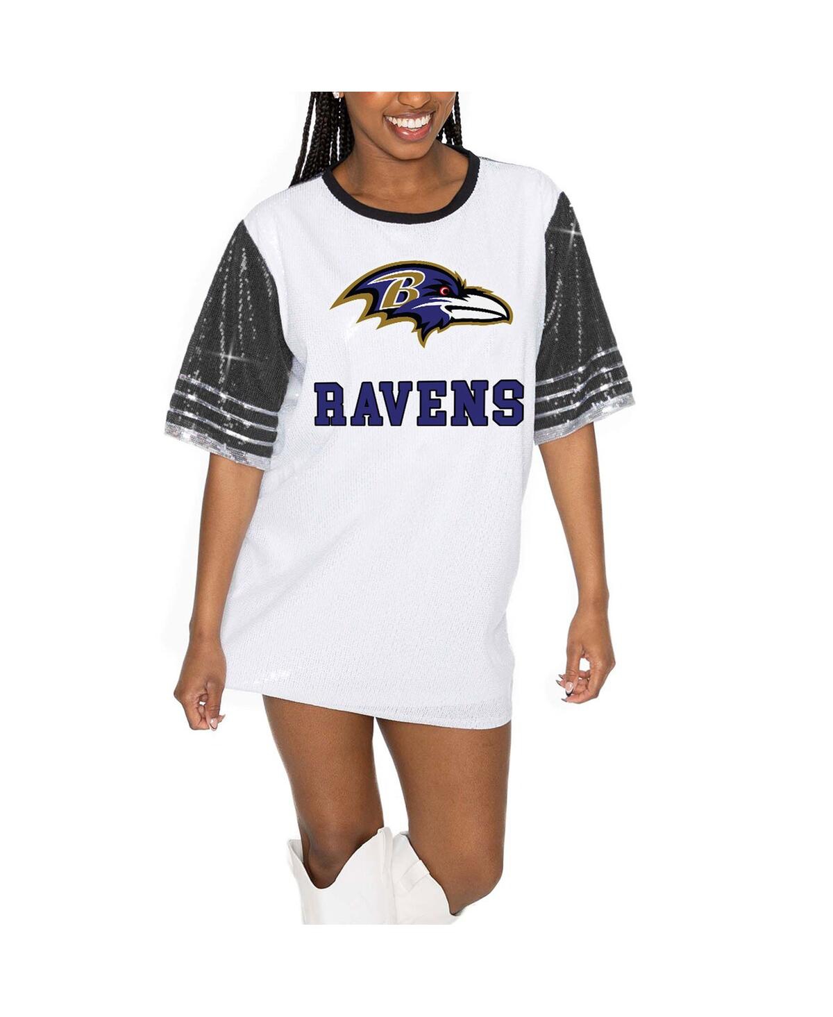 Shop Gameday Couture Women's White/black Baltimore Ravens Bling It Full Sequin Jersey Dress In Black,white