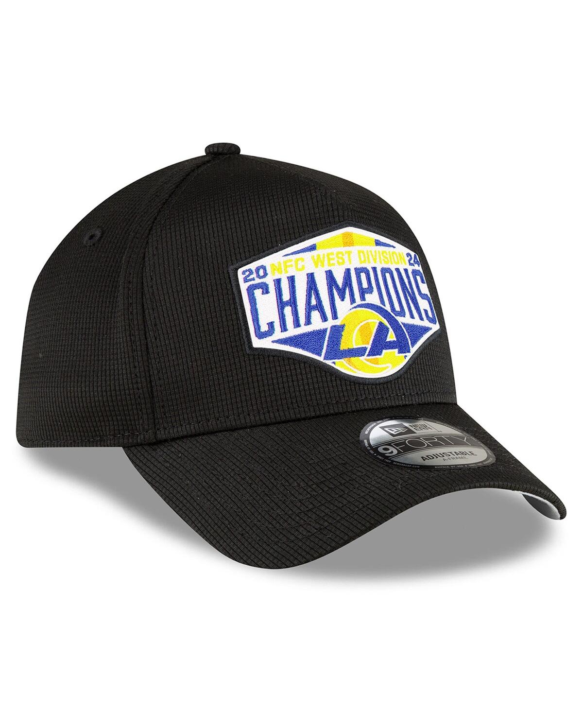New Era Men's Black Los Angeles Rams 2024 Nfc West Division Champions Locker Room 9forty A-frame Adjustable In Black