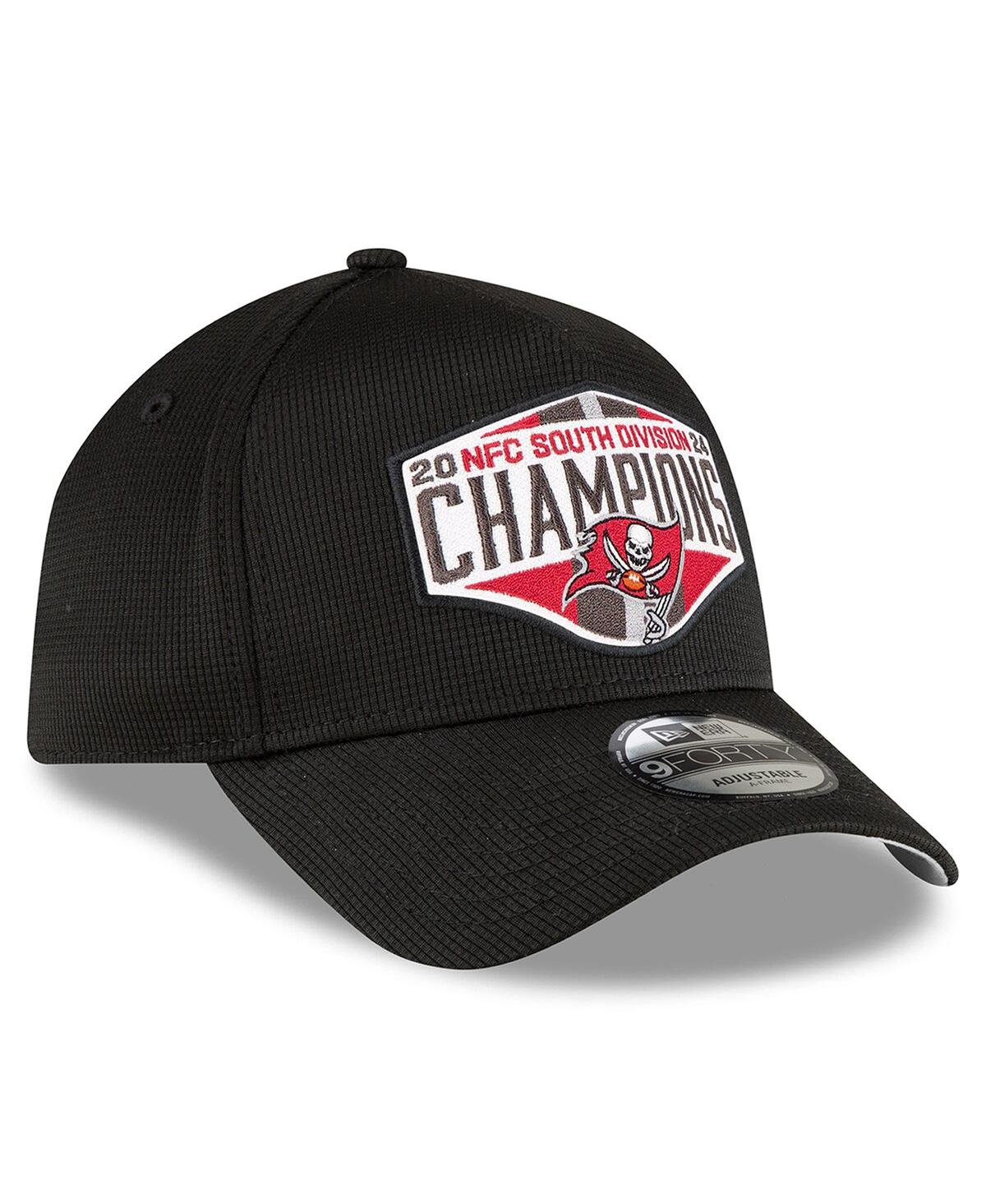 New Era Men's Black Tampa Bay Buccaneers 2024 Nfc South Division Champions Locker Room 9forty A-frame Adjust In Black