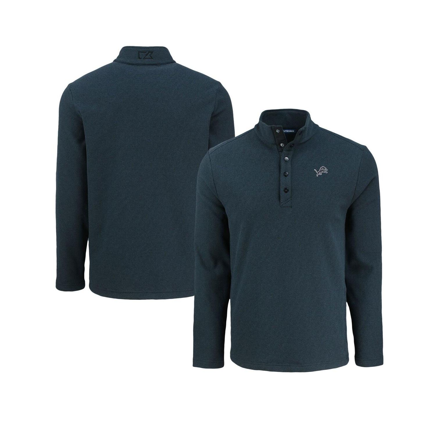 Men's Black Detroit Lions Hunts Point Eco Textured Fleece Half-Snap Sweatshirt