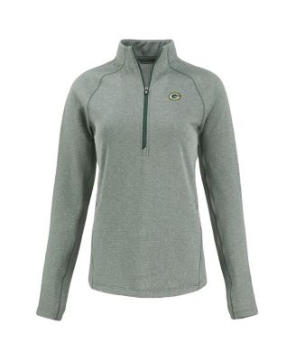 Women's Heather Green Green Bay Packers Peshastin Eco Fleece Tri-Blend Raglan Half-Zip Jacket