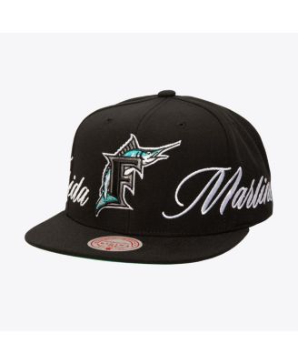 Mitchell & Ness - Men's Black Florida Marlins Just Don x MLB Lux Script Snapback Hat
