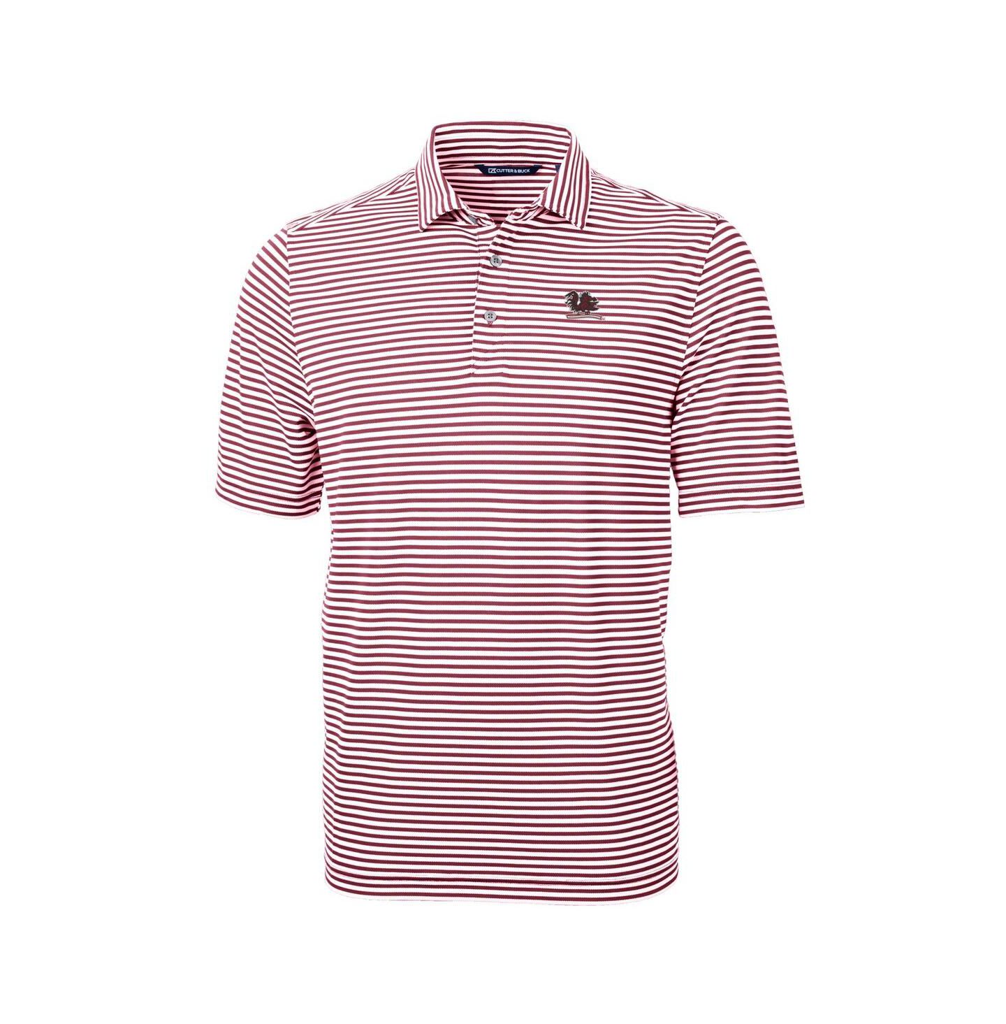 Мужское поло Cutter & Buck Garnet South Carolina Gamecocks Vault DryTec Virtue Eco Pique Stripe Polo — фото 3