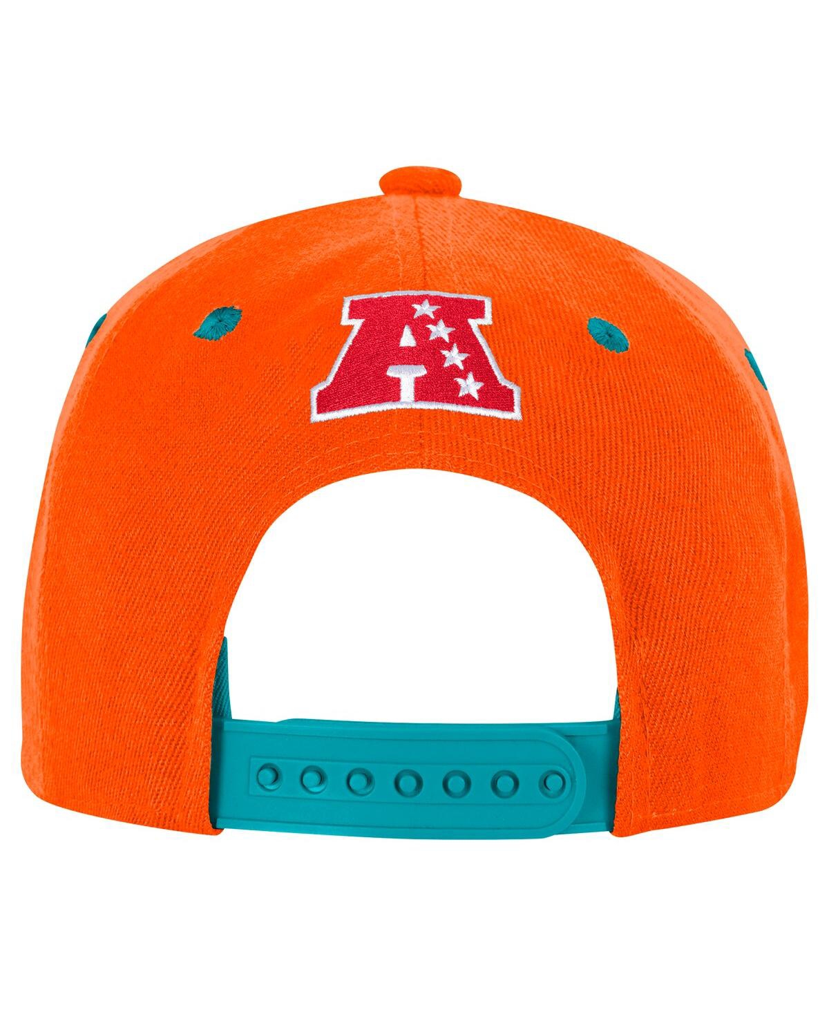 Outerstuff Big Boys And Girls Orange/aqua Miami Dolphins Pro-sport Precurved Structured Adjustable Hat In Orange,aqua
