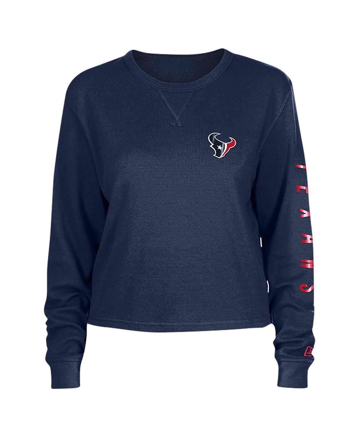 NEW ERA WOMEN'S NAVY HOUSTON TEXANS THERMAL CROP LONG SLEEVE T-SHIRT 