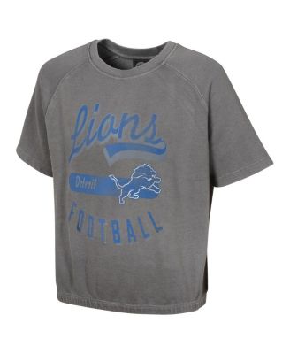 Women's Gray Detroit Lions Mineral Wash Short Sleeve Top