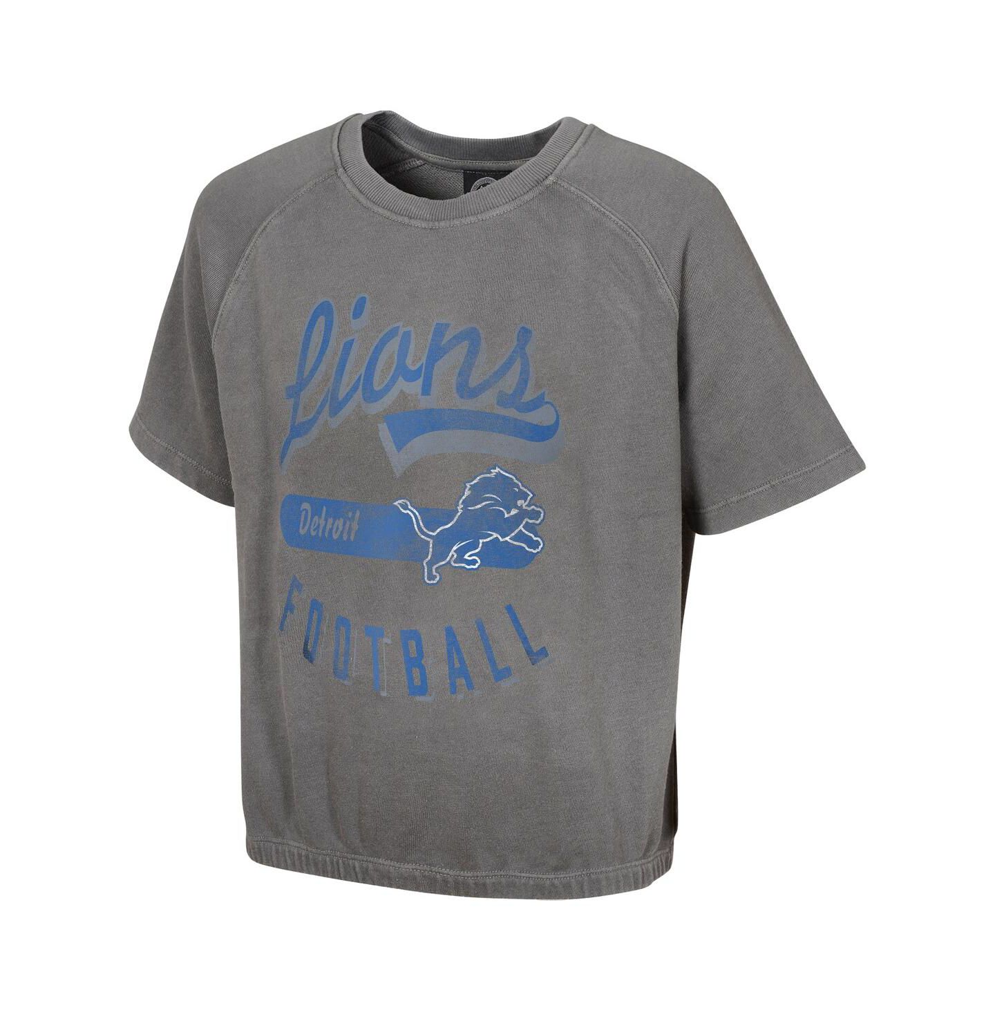 Женский топ Outerstuff Gray Detroit Lions Mineral Wash Short Sleeve — фото 3