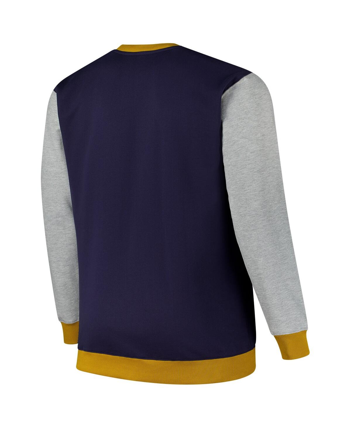 Fanatics Men's Navy Notre Dame Fighting Irish Contrast Sleeve Large Chest Big Tall Pullover Sweatshirt In Navy