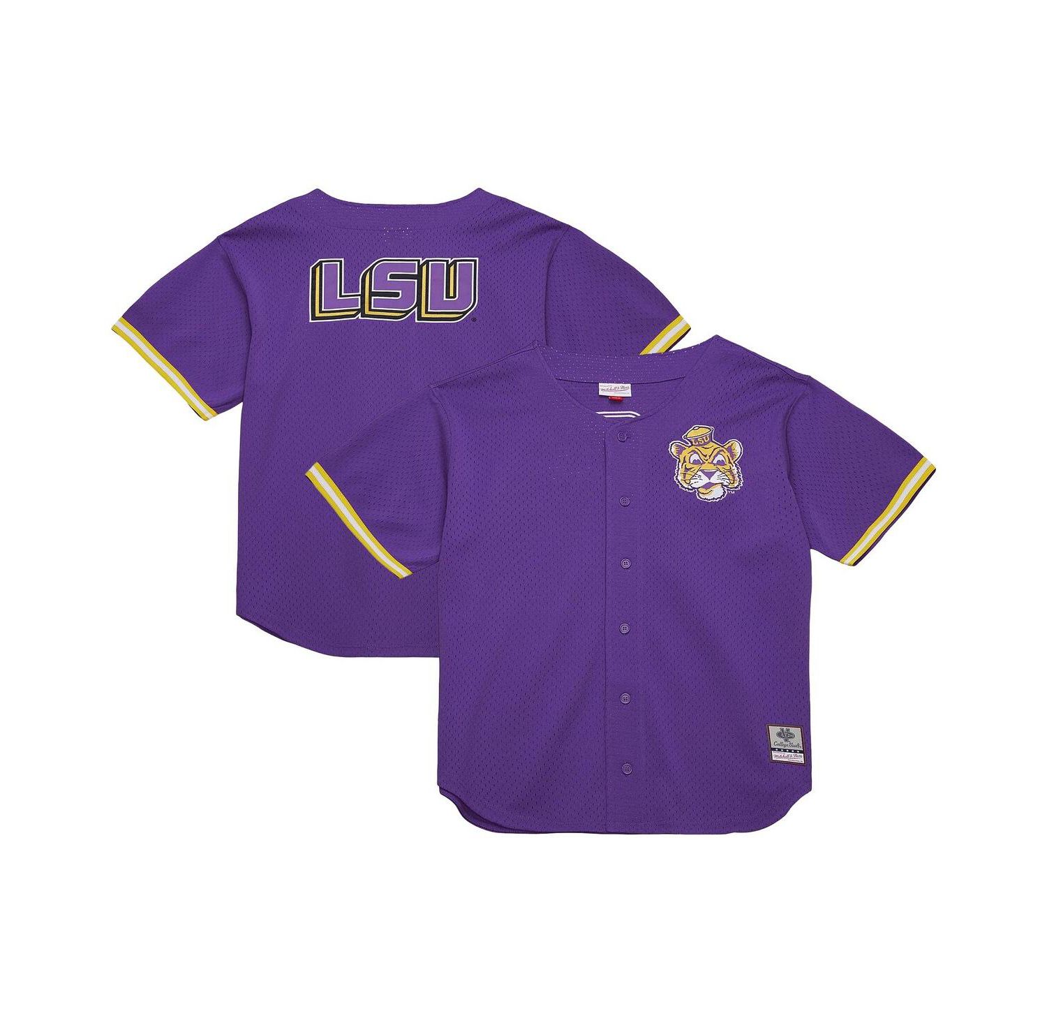 Men's Purple LSU Tigers Game Time Vintage Mesh Button Front Top