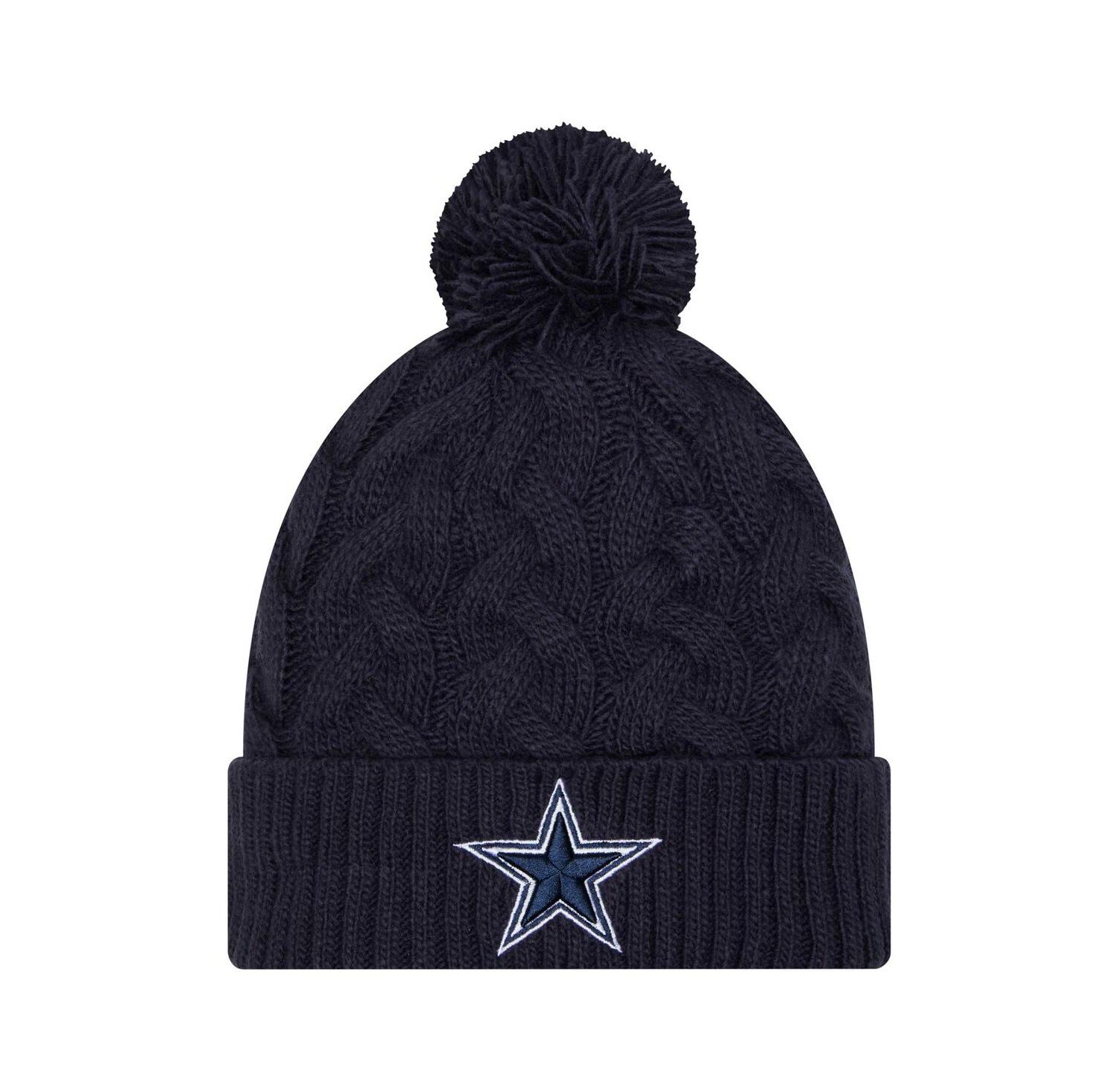 Women's Navy Dallas Cowboys Cable Knit Hat with Pom