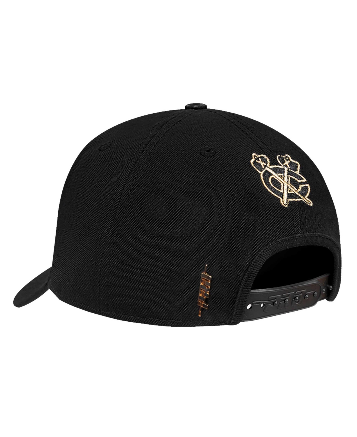 Pro Standard Men's Black Chicago Blackhawks Metallic Logo Pinch Front Adjustable Hat In Black