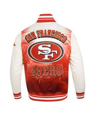 Men's Cream/Scarlet San Francisco 49ers Sublimated Satin Full-Snap Jacket