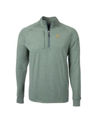 Men's Heather Green Notre Dame Fighting Irish Alumni Logo Adapt Knit Heathered Quarter-Zip Pullover Top