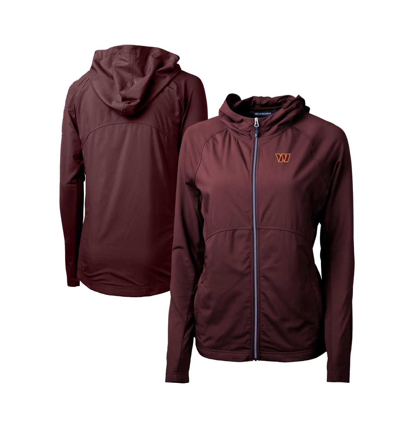 Женское худи Cutter & Buck Burgundy Washington Commanders Adapt Knit Hybrid Full-Zip — фото 1