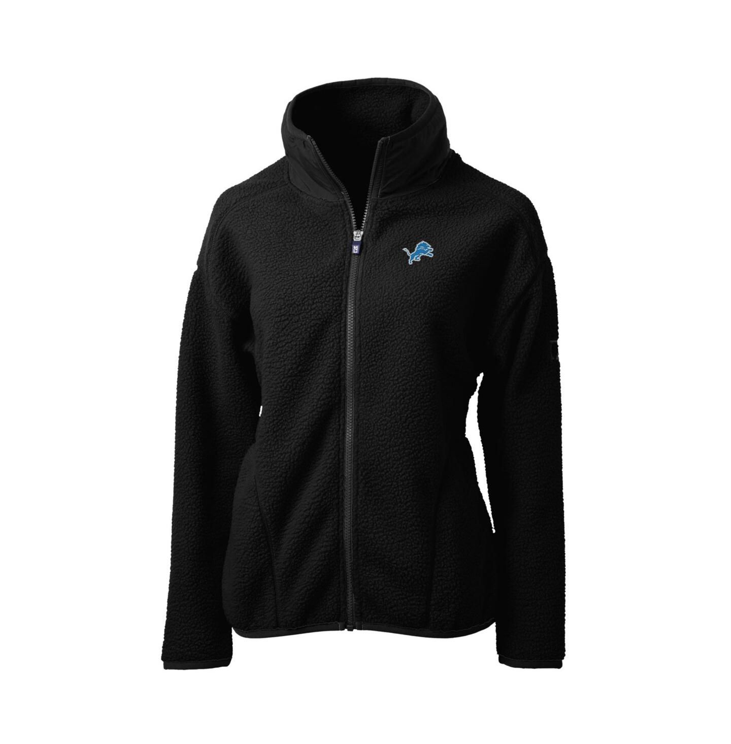Женская куртка Cutter & Buck Black Detroit Lions Cascade Sherpa Fleece Full-Zip — фото 1