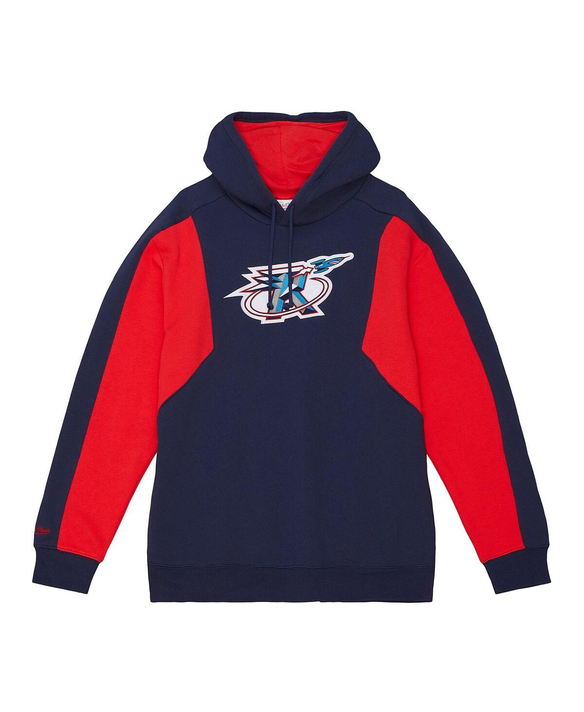 Mitchell & Ness Men's Navy Houston Rockets Color Block 2.0 Fleece Pullover Hoodie In Navy