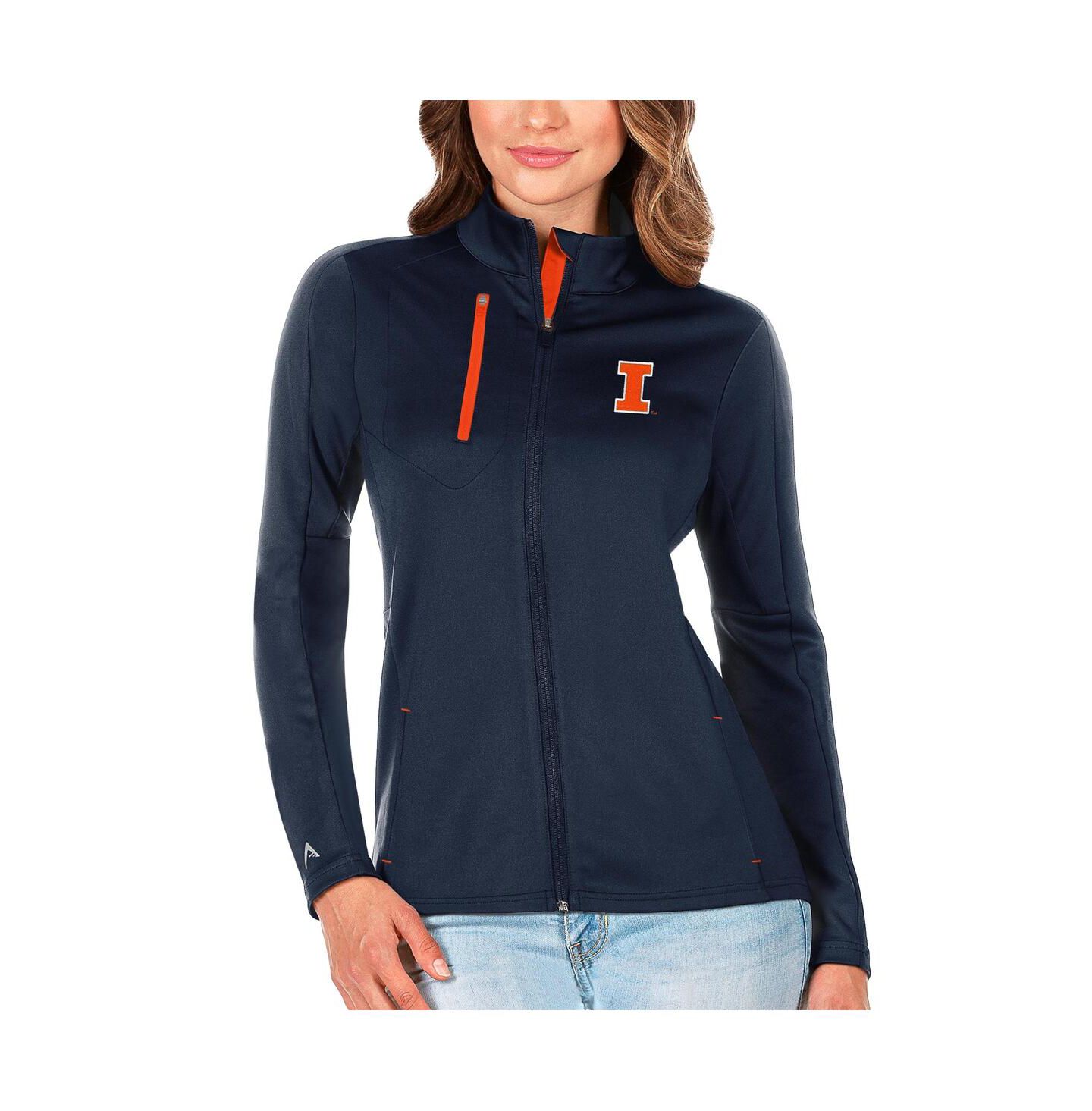 Женская куртка Antigua Navy/Orange Illinois Fighting Illini Generation Full-Zip — фото 1