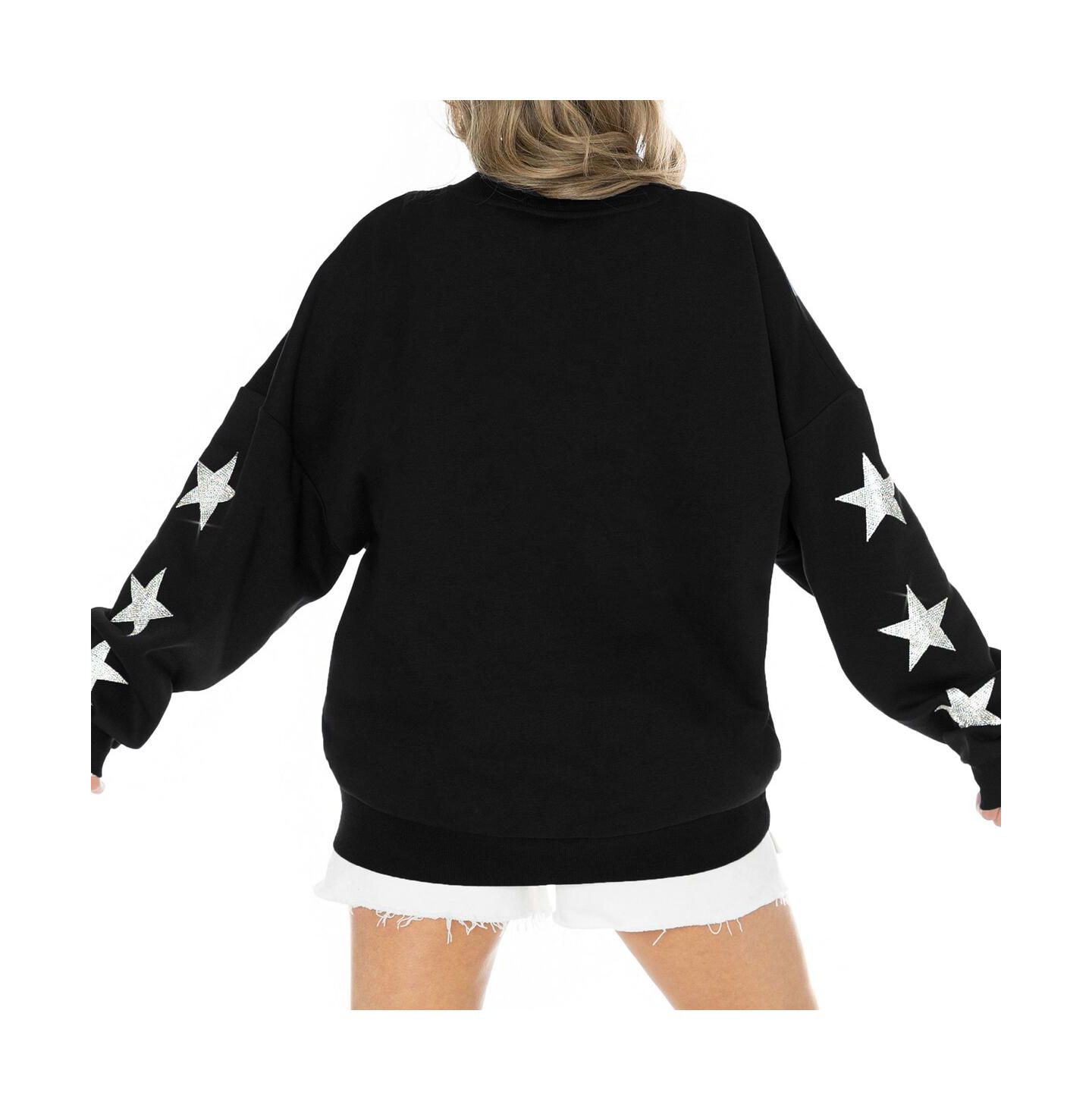 Женский свитер Gameday Couture Black Baltimore Ravens Rhinestone Star Sleeve Settle the Score Tri-Blend Pullover — фото 3