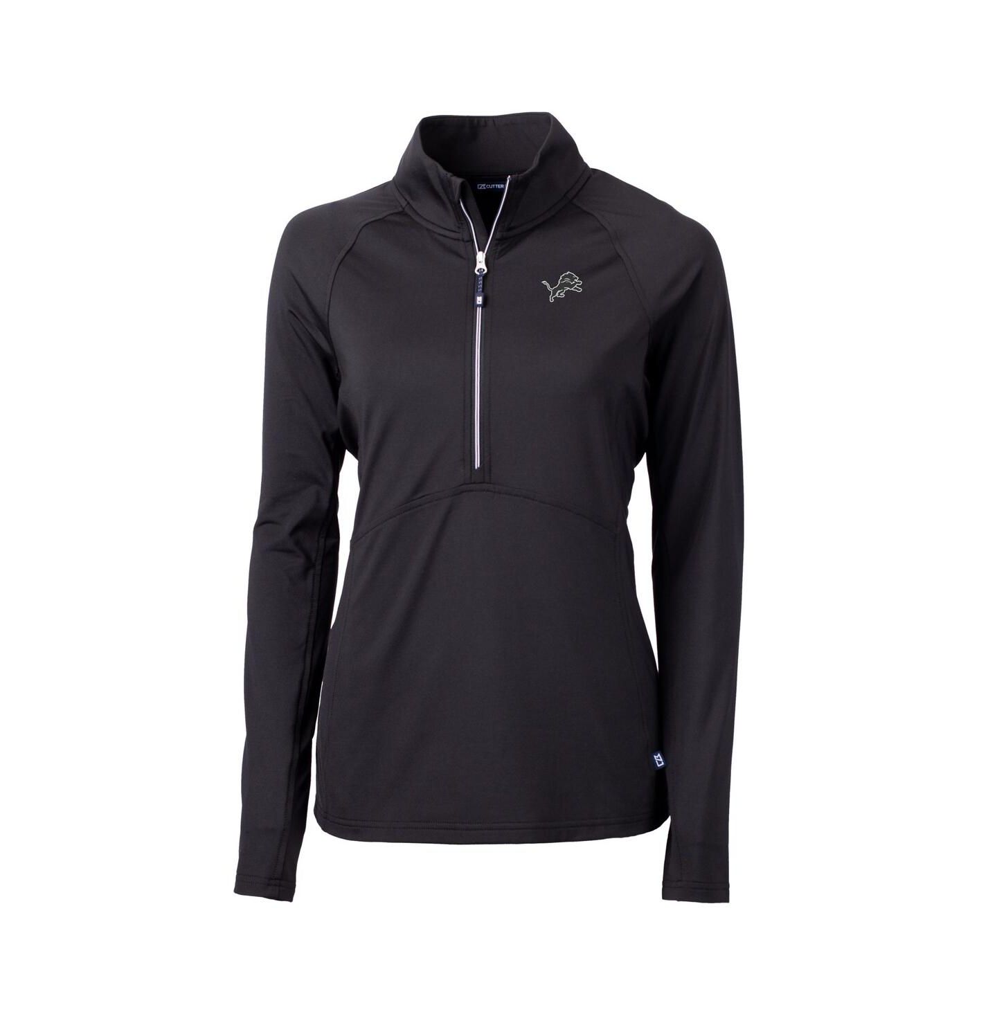Женский свитер Cutter & Buck Black Detroit Lions Adapt Knit Stretch Half-Zip Pullover Top — фото 3