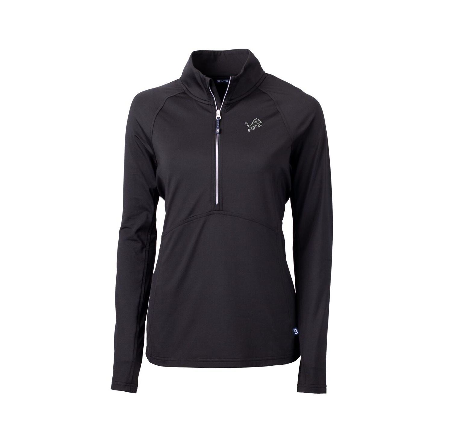 Women's Black Detroit Lions Adapt Knit Stretch Half-Zip Pullover Top