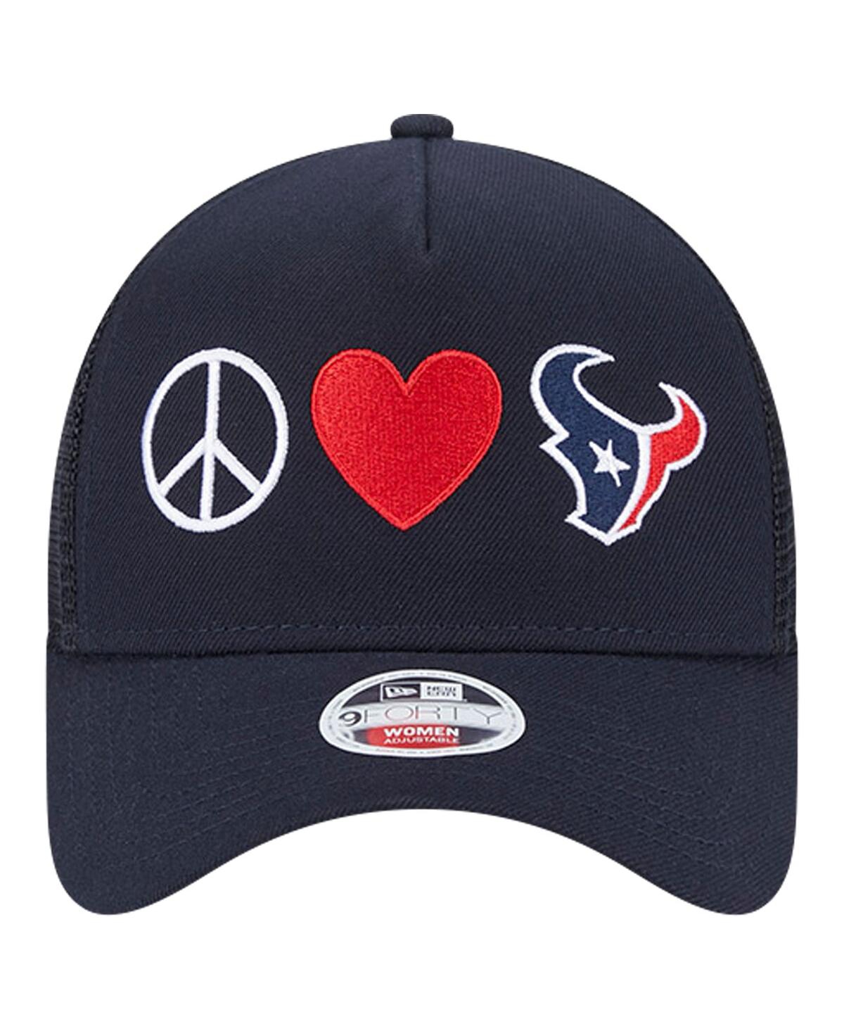New Era Women's Navy Houston Texans Peace Love Trucker 9forty Adjustable Hat In Navy