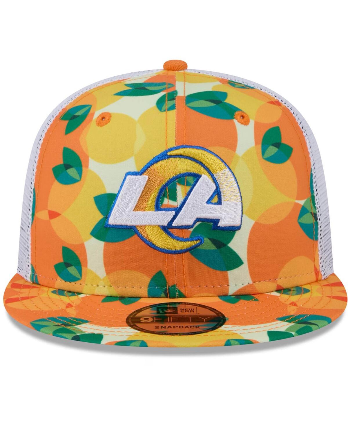 NEW ERA MEN'S ORANGE LOS ANGELES RAMS CITRUS 9FIFTY TRUCKER SNAPBACK HAT 