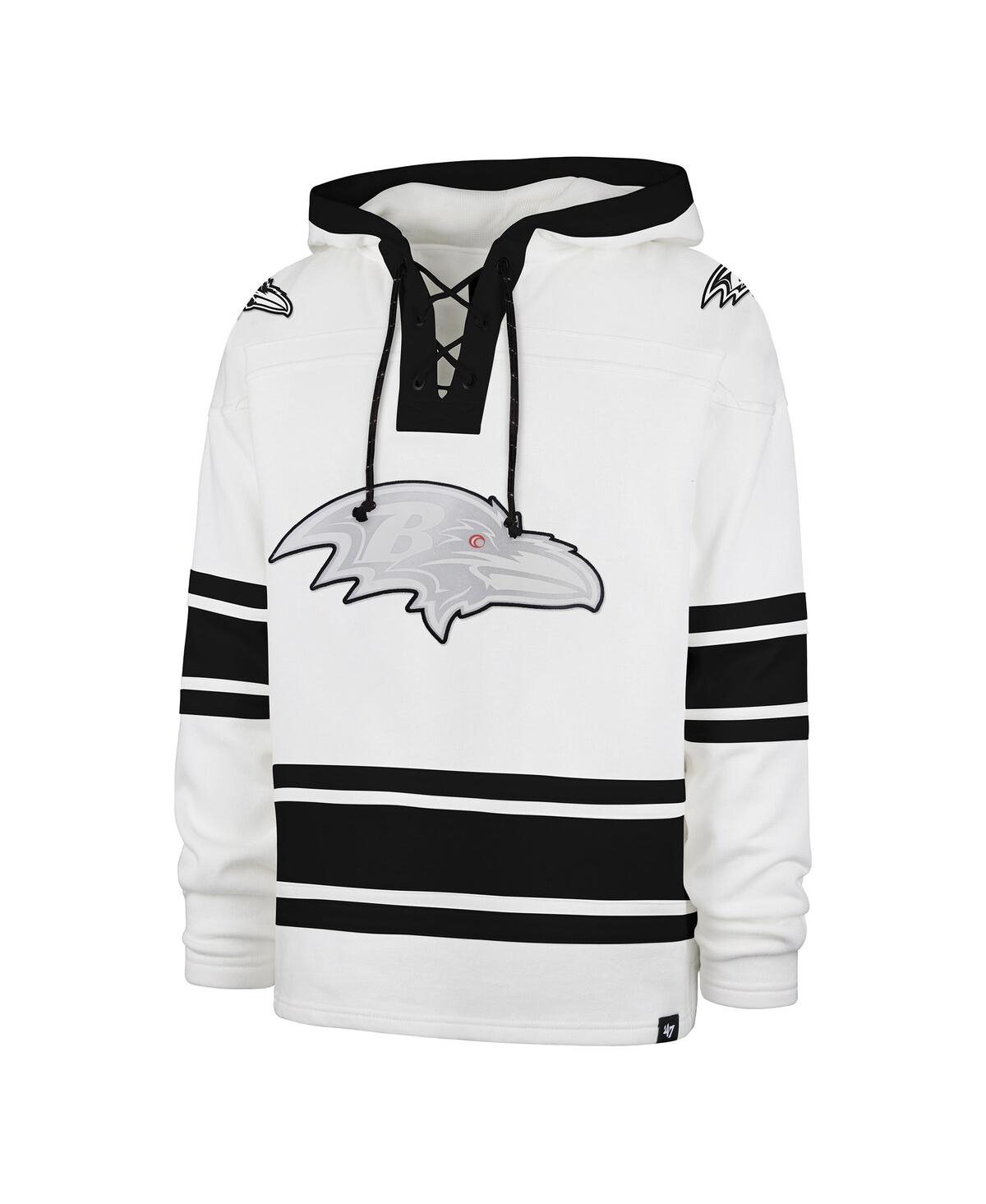 47 Brand Men's White Baltimore Ravens After Image Superior Lacer Pullover Hoodie In White