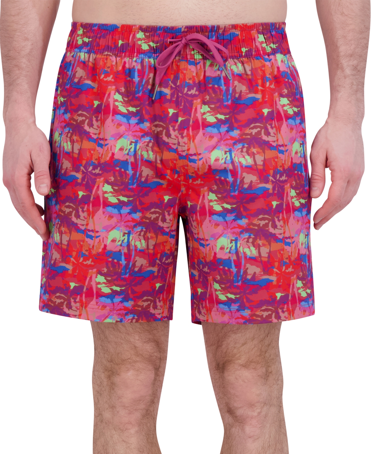 Robert Graham Men's Drew Floral Print Drawstring 7" Swim Trunks In Palm Trees