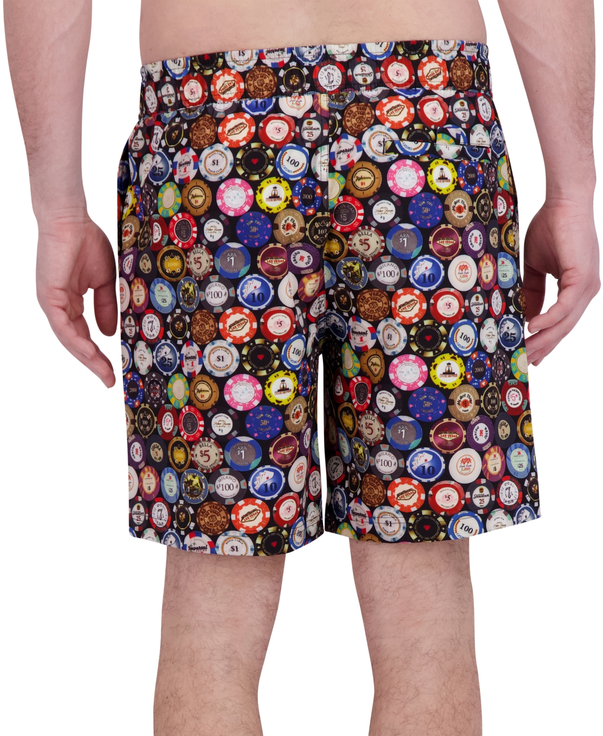 Robert Graham Men's Drew Floral Print Drawstring 7" Swim Trunks In Poker Chips