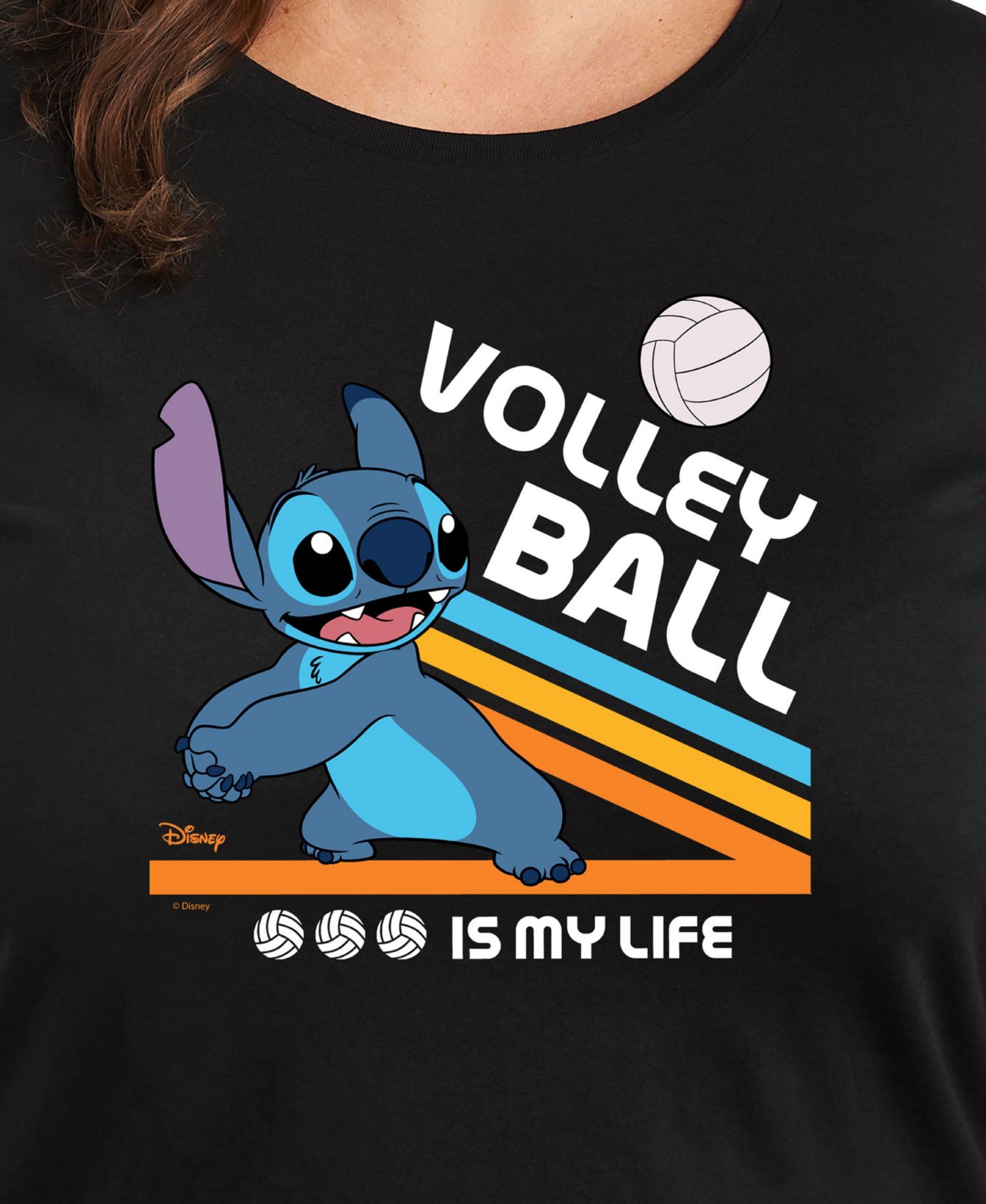 Trendy Plus Size Lilo and Stitch Sports Graphic Crew Neck T-Shirt