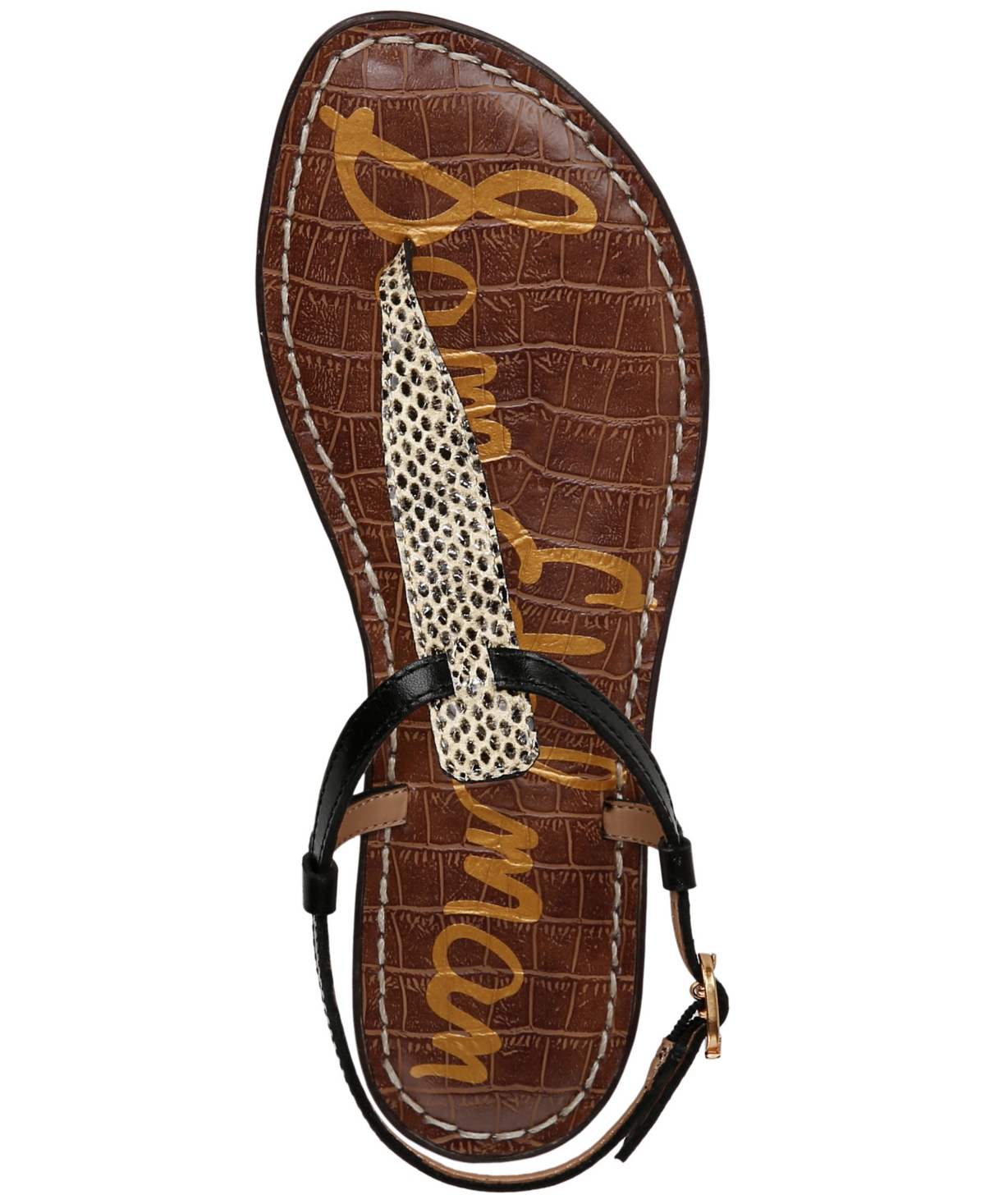 Sam Edelman Women's Gigi T-strap Flat Sandals In Wheat Multi Leather